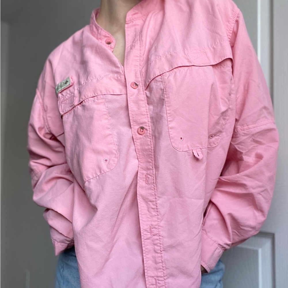 Columbia Pink Button Front Vented Fishing Jacket